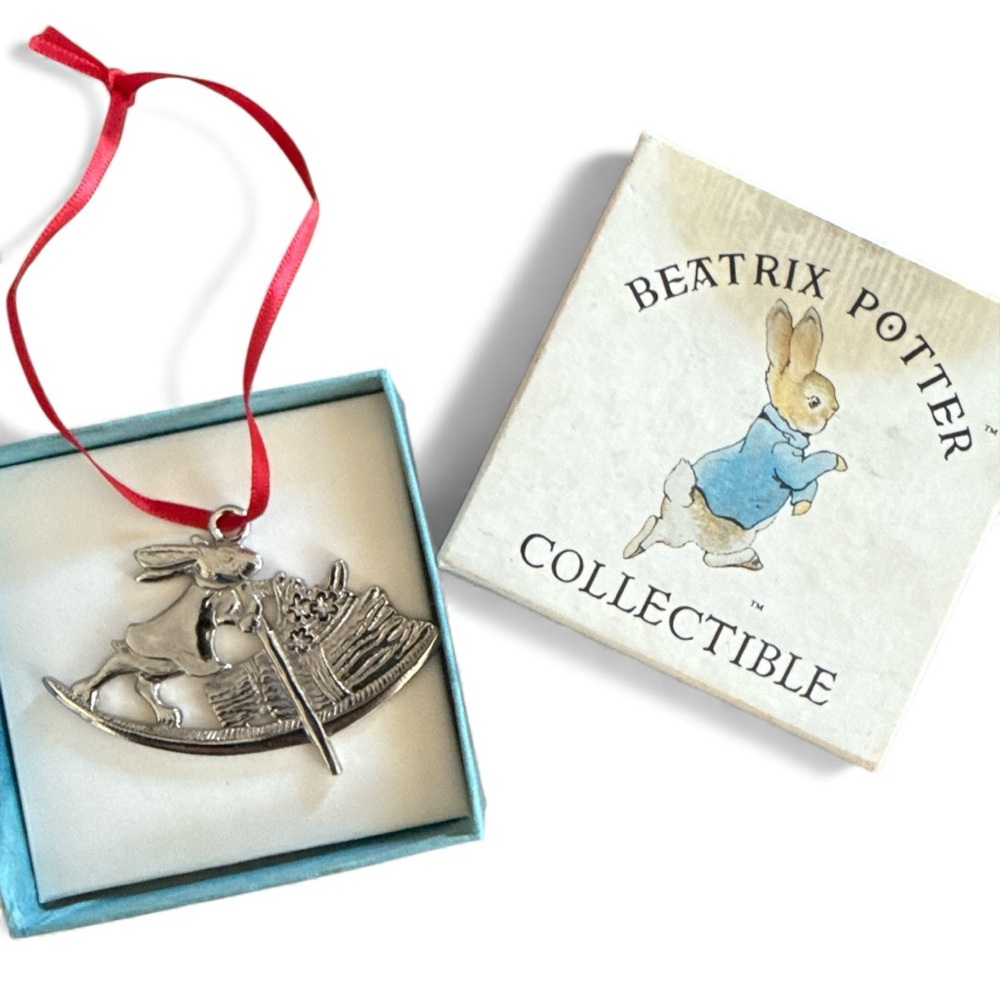 Beatrix Potter Peter Rabbit Ornament 1990 Hand & Hammer Silversmith Original Box